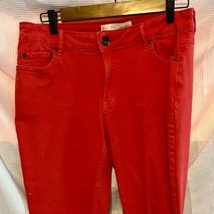 Red Denim Cropped Jeans